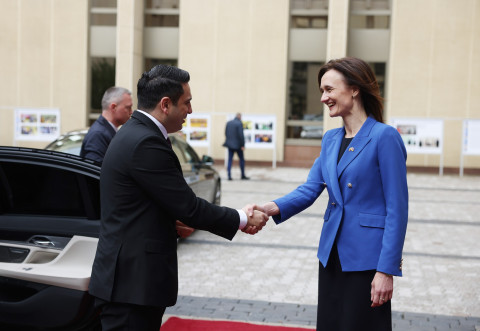 Speaker of Seimas of Republic of Lithuania Viktorija Čmilytė-Nielsen receives delegation led by Alen Simonyan in Vilnius