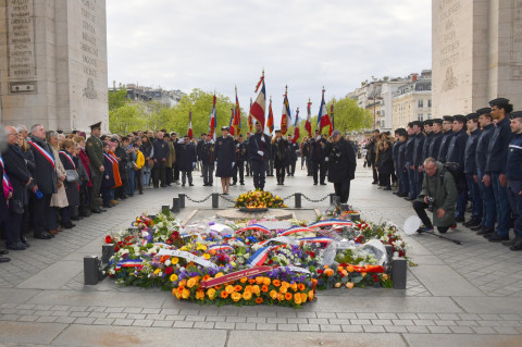Ceremony of lighting eternal flame of Arc de Triomphe in Paris in memory of victims of the Armenian Genocide