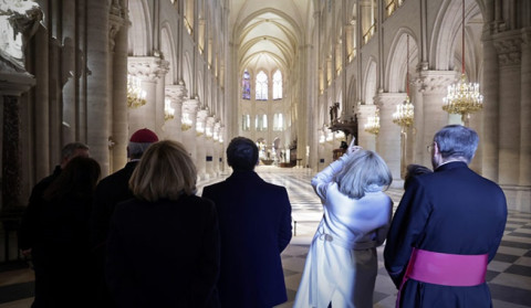 Macron visits Notre-Dame cathedral in Paris set to reopen next week