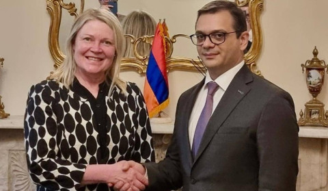 Meeting of Deputy Foreign Minister of Armenia Robert Abisoghomonyan with President of Assembly of States Parties to Rome Statute of ICC Päivi Kaukoranta