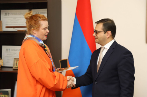 Meeting of Deputy Foreign Minister Robert Abisoghomonyan with Director of the Office of the UN World Food Program in Armenia Nanna Skau