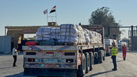 Aid trucks in Egypt head to Gaza for a second day