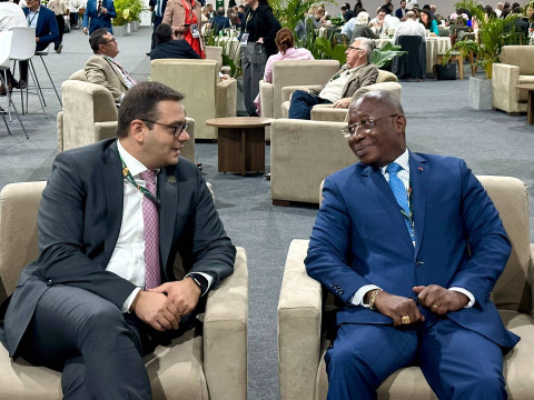 Meeting of Deputy Foreign Minister of Armenia Robert Abisoghomonyan with Minister of Foreign Affairs of Côte d’Ivoire Kacou Houadja Léon Adom