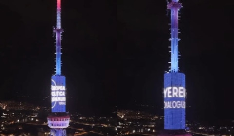 Yerevan TV tower changed colors in honor of guests and to mark upcoming summits
