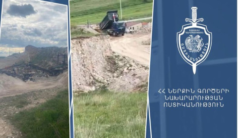 Պարեկները Ջրաբեր գյուղի տարածքում հայտնաբերել ու կանխել են ապօրինի արդյունահանում, կան ձերբակալվածներ