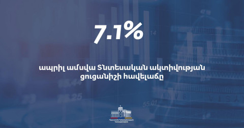 Ապրիլին Հայաստանում ՏԱՑ-ի հավելաճը կազմել է 7.1%