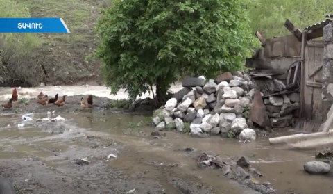 The flooded Aghstev river has destroyed some houses and lands in Teghut and Haghartsin villages