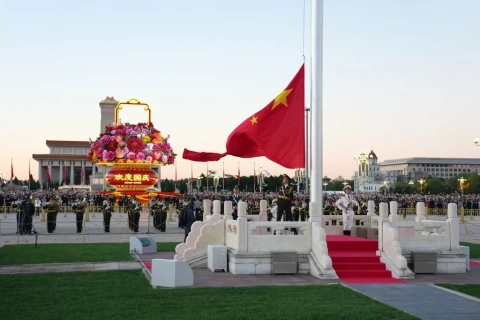 Flag-raising ceremony held at Tian'anmen Square on National Day in Beijing